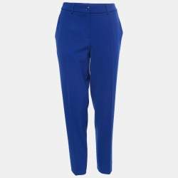 Boutique Moschino Blue Crepe Pressed Crease Trousers M