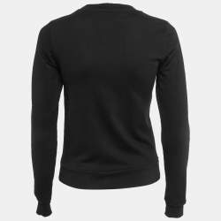 Pre Owned Boutique Moschino Black Cotton Faux Peal Logo Print Sweatshirt XS