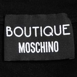 Pre Owned Boutique Moschino Black Cotton Faux Peal Logo Print Sweatshirt XS