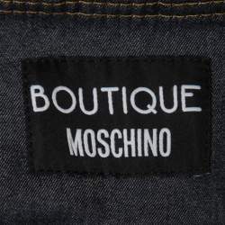Pre Owned Boutique Moschino Dark Blue Denim Button Front Frill Detail Jacket L