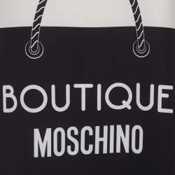 Pre Owned Boutique Moschino Cream/Black Logo Print Crepe Sleeveless Mini Dress S