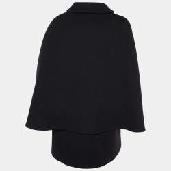 Pre Owned Boutique Moschino Black Wool Cape Sleeve Short Coat L