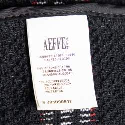 Pre Owned Boutique Moschino Black & Red Striped Tweed Collarless Jacket M