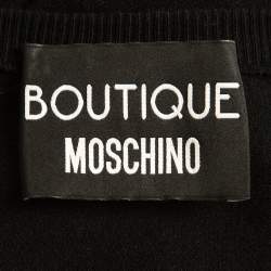 Pre Owned Boutique Moschino Black Knit Lace Trim Detail Top L