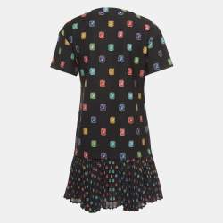 Pre Owned Boutique Moschino Black Jewel Printed Jersey Mini Dress M