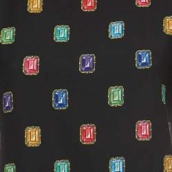 Pre Owned Boutique Moschino Black Jewel Printed Jersey Mini Dress M