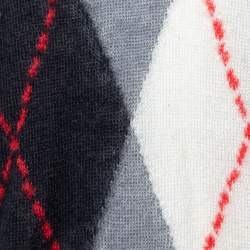 Pre Owned Boutique Moschino Grey Checked Mohair Wool Turtleneck Sweater M