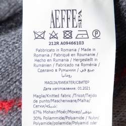 Pre Owned Boutique Moschino Grey Checked Mohair Wool Turtleneck Sweater M