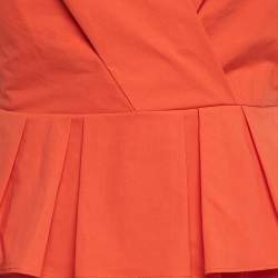 Pre Owned Boutique Moschino Orange Ruffled Cotton Sleeveless Peplum Dress S