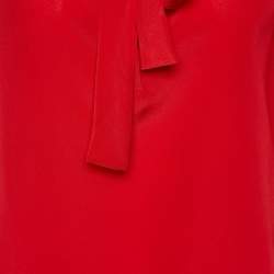 Pre Owned Boutique Moschino Red Silk Tie Neck Blouse M 