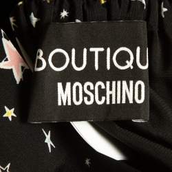 Boutique Moschino Black Stars Print Silk Blend Tie-Up Waist Maxi Skirt M