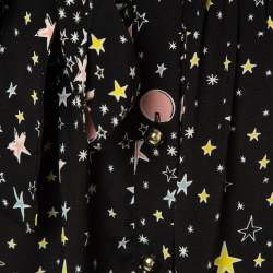 Boutique Moschino Black Stars Print Silk Blend Tie-Up Waist Maxi Skirt M