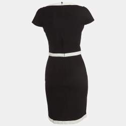 Pre Owned Boutique Moschino Black Cotton Bow Detail Cup Sleeve Sheath Dress S