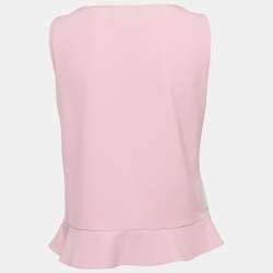 Pre Owned Boutique Moschino Pink Print Crepe Sleeveless Top M