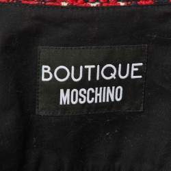 Pre Owned Boutique Moschino Red Tweed Fringed Jacket M
