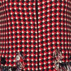 Pre Owned Boutique Moschino Red Tweed Fringed Jacket M