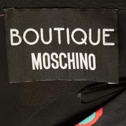 Pre Owned Boutique Moschino Black Heart Print Silk Flared Midi Skirt S