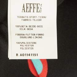 Pre Owned Boutique Moschino Black Heart Print Silk Flared Midi Skirt S