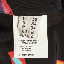 Pre Owned Boutique Moschino Black Heart Print Silk Flared Midi Skirt S