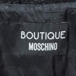 Pre Owned Boutique Moschino Monochrome Jacquard Trim Tweed Zipper Jacket M