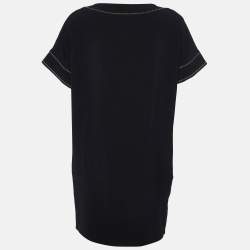 Pre Owned Boutique Moschino Black Crepe Studded Shift Dress M