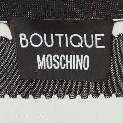 Pre Owned Boutique Moschino Black/White Striped Knit Buttoned Midi Dress S
