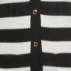 Pre Owned Boutique Moschino Black/White Striped Knit Buttoned Midi Dress S