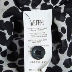 Pre Owned Boutique Moschino Black & White Printed Silk Blend Buttoned Front Midi Dress S