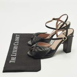 Pre Owned Boutique Moschino Size 37 Black Leather Ankle Strap Sandals