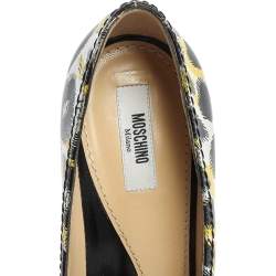 Pre Owned Boutique Moschino Tri Color Printed Leather Pointed Toe Pumps Size 40