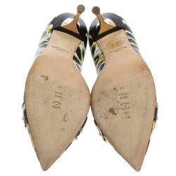 Pre Owned Boutique Moschino Tri Color Printed Leather Pointed Toe Pumps Size 40