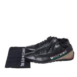 مملوكة مسبقًا Moschino Black Suede Leather Low Top Sneakers Size 43