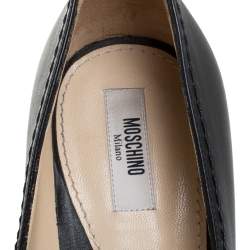 Pre Owned Moschino Black Leather Logo Letter Pointed Toe Pumps Size 41