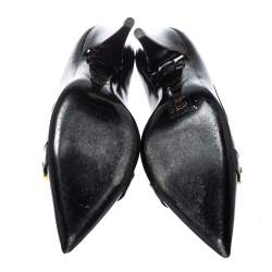 Pre Owned Moschino Black Leather Pointed Toe Pumps Size 40