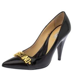 Pre Owned Moschino Black Leather Pointed Toe Pumps Size 40