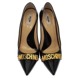 Pre Owned Moschino Black Leather Pointed Toe Pumps Size 40