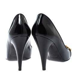 Pre Owned Moschino Black Leather Pointed Toe Pumps Size 40