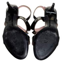 Pre Owned Boutique Moschino Black Patent Leather Slingback Sandals Size 39