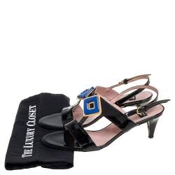 Pre Owned Boutique Moschino Black Patent Leather Slingback Sandals Size 39