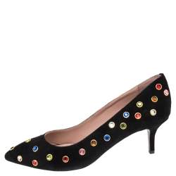 Pre Owned Boutique Moschino Black Suede Embellished  Pumps Size 38