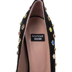 Pre Owned Boutique Moschino Black Suede Embellished  Pumps Size 38