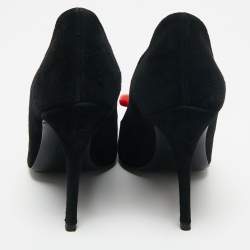 Pre Owned Boutique Moschino Black Suede Flower Pumps Size 38.5