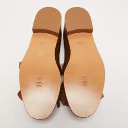 Pre Owned Boutique Moschino Brown Leather Buckle Fringe Loafers Size 39