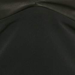 مملوكة مسبقًا Brandon Maxwell Black Crepe Leather Trimmed Strapless Knee-Length Dress M