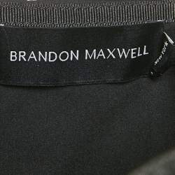 مملوكة مسبقًا Brandon Maxwell Black Crepe Leather Trimmed Strapless Knee-Length Dress M