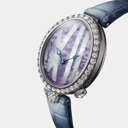 Breguet Lavender MOP 18k White Gold Reine de Naples 9818BB Women's Wristwatch 32.7 mm x 27 mm