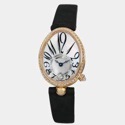 Pre Owned Breguet Reine De Naples 8918br/58/964 Automatic White Diamonds 18k Rose Gold Women's Wristwatch 29 mm