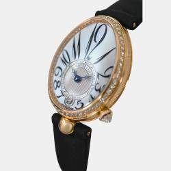 Pre Owned Breguet Reine De Naples 8918br/58/964 Automatic White Diamonds 18k Rose Gold Women's Wristwatch 29 mm