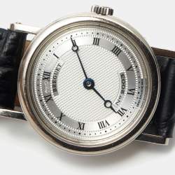 Pre Owned Breguet Silver 18K White Gold Leather Classique 8560 Women's Wristwatch 25.50 mm