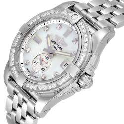 Breitling MOP Diamonds Stainless Steel Galactic A37330 Women's Wristwatch 36 MM